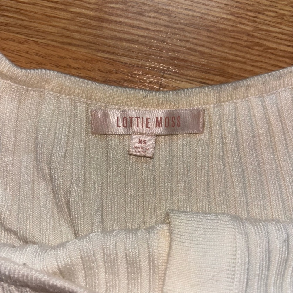 Cream Off-Shoulder Ribbed Top - Picture 2 of 2